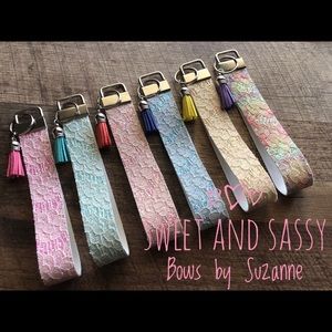 Faux leather glitter key wristlet choice of one